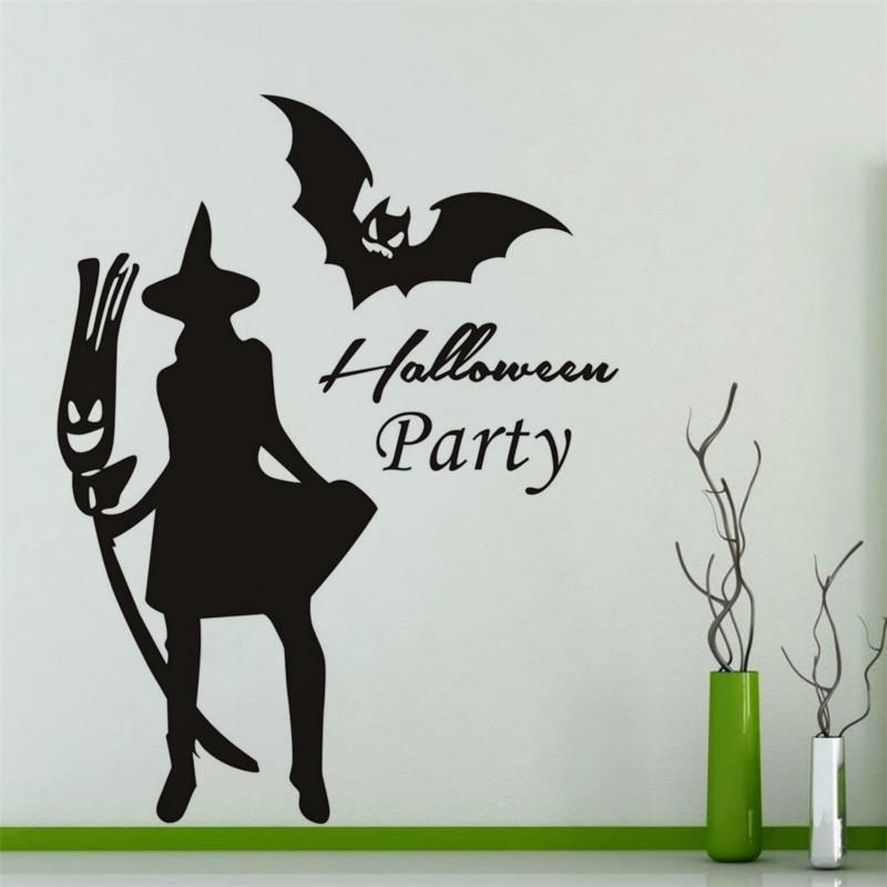 Halloween Witch Bat Room Decorative Wallpaper Removable Creative Wall Sticker