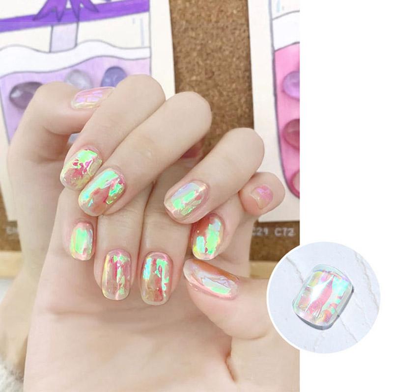 1PC 5*20cm Nail Art Aurora Ice Cube Cellophane Large Colorful Transfer Paper Laser Jewelry Candy Paper Diy5 Color Sticker
