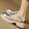 Elegante Damen Sandalen Sommer Schuhe 2024 Bequem Geschlossene Zehen Niedrige Absätze Flip Flops Damen Party Strand Schuhe Große Größe Lässig