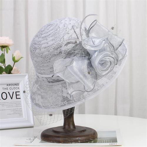 Retro French Hat Socialite British Summer Sun Hat Lace Flower Basin Mesh Sunshade Fisherman Style For Women