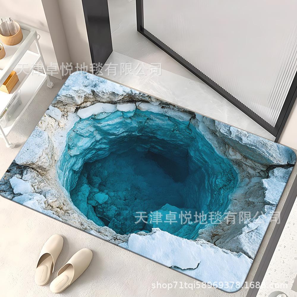 

3D Визуальная Ловушка Напольный Коврик Грязеотталкивающий и Износостойкий Придверный Коврик Ванная Комната Впитывающий и Противоскользящий Коврик 80 * 120cm