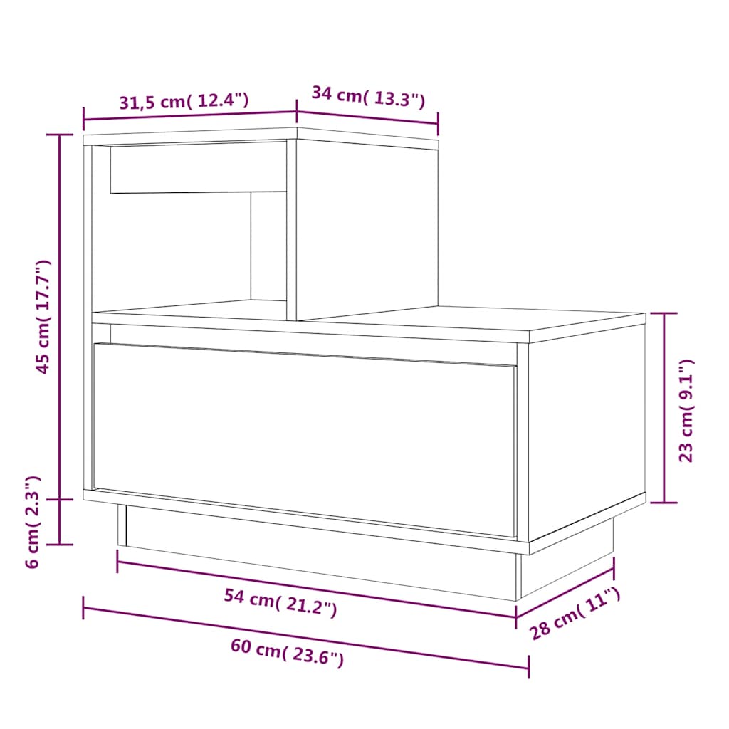 Nightstands 2 pcs White 60x34x51 cm Solid Pine Wood