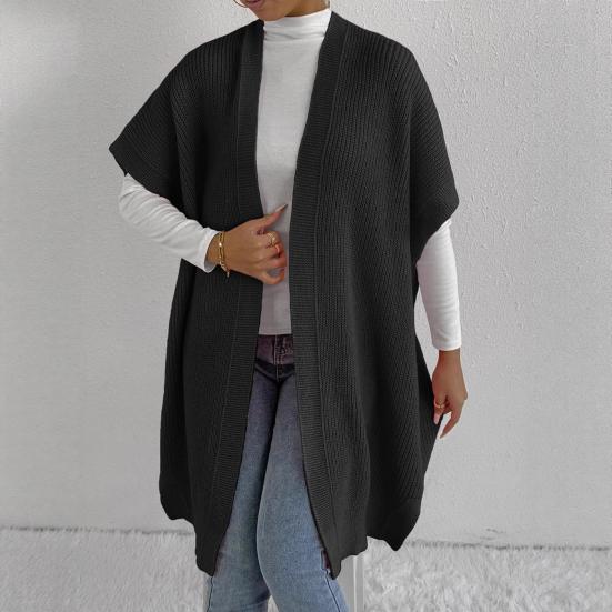 Kvinner Ensfarget Strikket Genser Vest Casual Løstsittende Cardigan Jakke Høst Vinter Strikkevest Kåpe