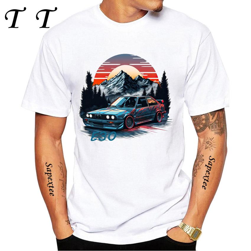 Ny Sommar Herr Kortärmad Vintage Tyskland EUDM E36 M3 T-shirt Legend Sportbil Design Pojke Vardagstoppar Cool Man T-shirts Vit