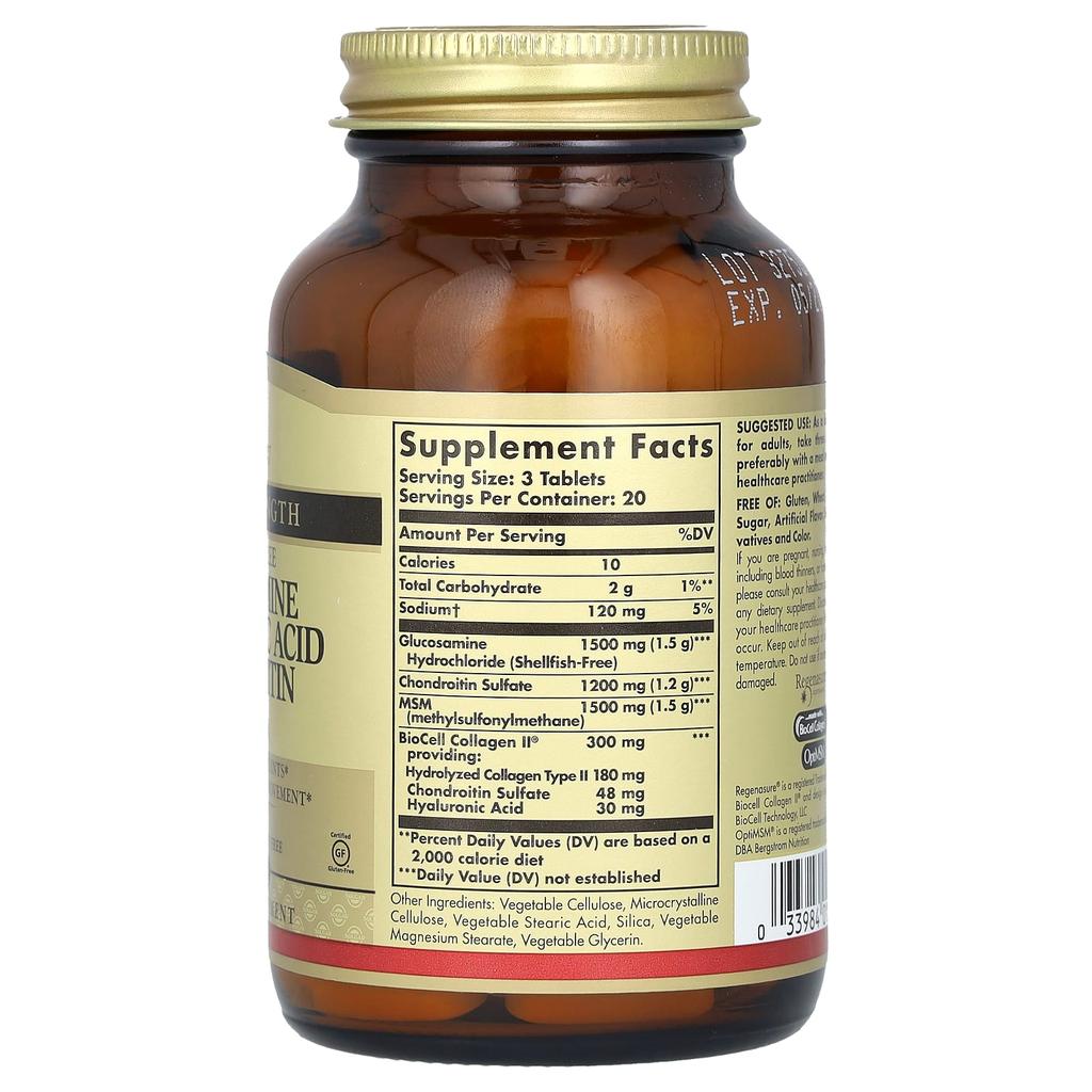 Solgar Glucosamine Hyaluronic Acid Chondroitin MSM, 60 Tablets