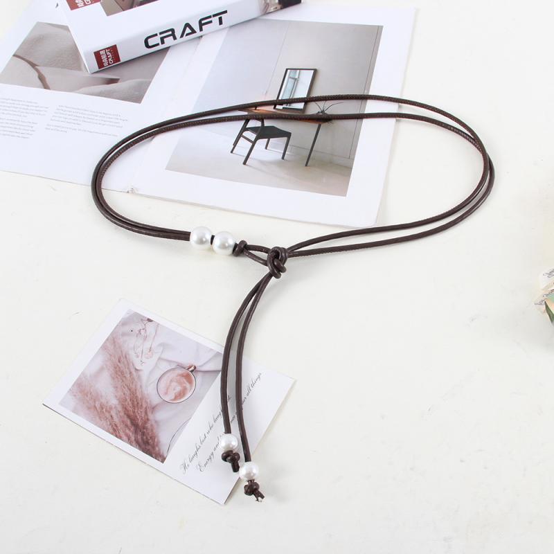Fashion Round Leather Rope Thin Belt Waist Chain Women Decorative Knotted Waist Rope Decorative Skirt Coat Sweater Strap