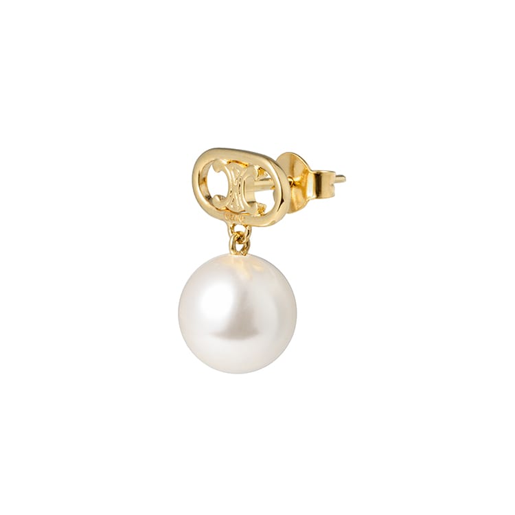 CELINE Les Perles CELINE Earrings In Brass With Gold Finish And Glass Pearls 46W796BPE.01GI