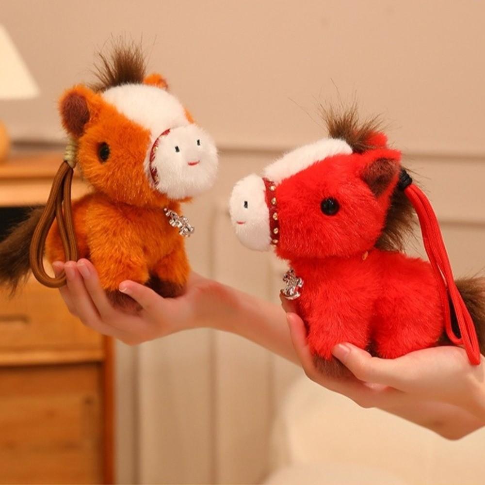 Cartoon Plush Horse Keychain Soft Pony Keychain Toy Zodiac Pony Figurine  New Year Gift