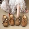 Retro Lace-up Boken Shoes Bag Head Half Slippers Women's Outerwear 2025 Autumn New One-pedal Platform Muller Sandals