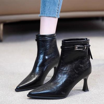 French Pointed High-Heeled Ankle Boots For Women New Autumn Winter Slim Heeled Women'S Boots