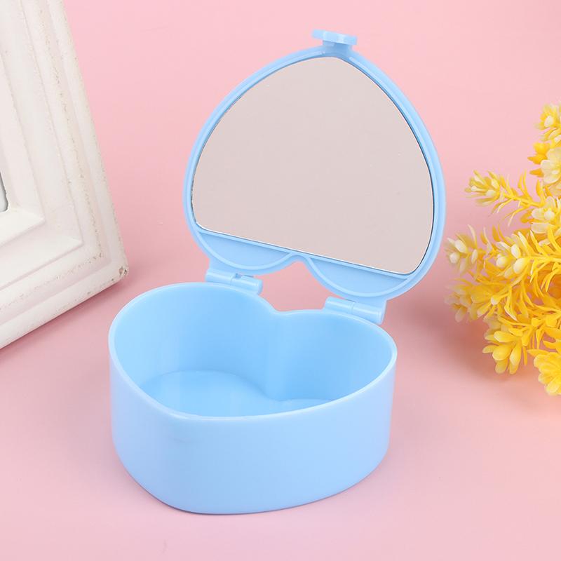 

Шкатулка для украшений в форме сердца, шкатулка для хранения украшений, настольная студенческая шкатулка-органайзер для макияжа с двойным зеркалом синий