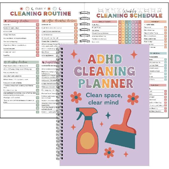 ADHD Cleaning Planner | Home Cleaning Schedule for Adults | Daily, Weekly, Monthly, Yearly Cleaning Checklist | Declutter, Organizing, Family | ADHD