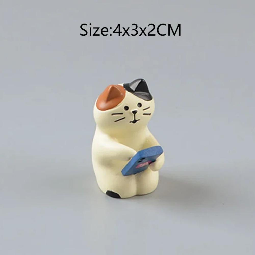 Cartoon Katze Frosch Bär Gelber Stuhl Computer Büro Modell Mini Actionfiguren Harz Wohnaccessoires Schreibtisch Figur Spielzeug
