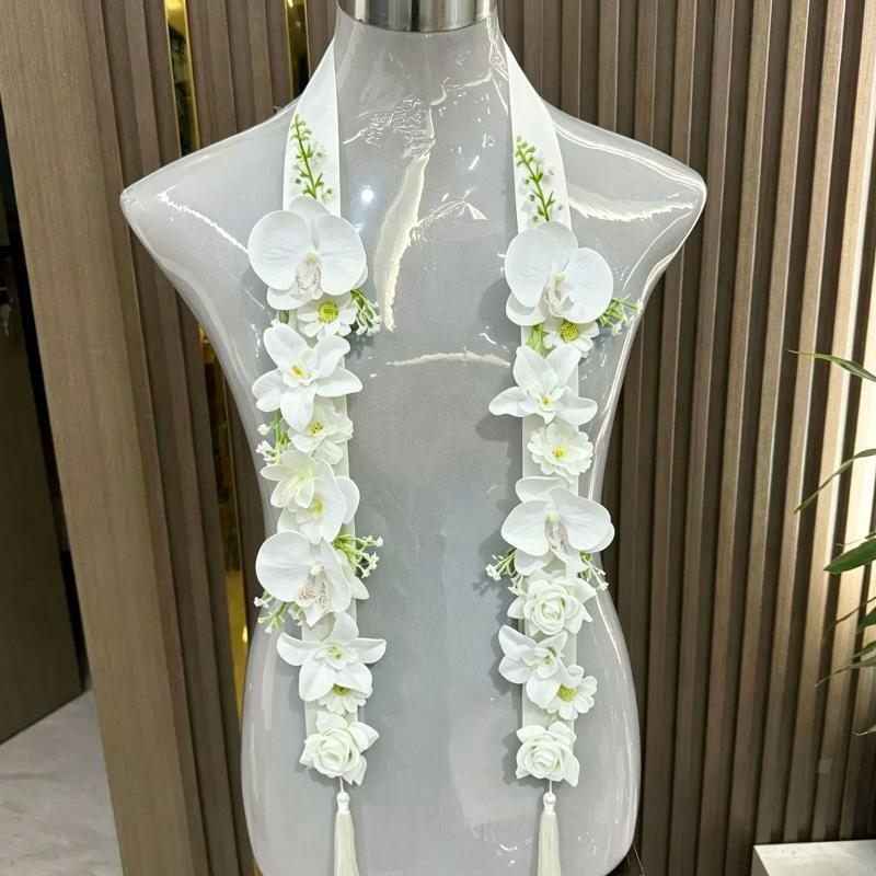 Elegant Artificial Flower Shawl Graduation Tie Flower Ribbon Multi-purpose Soft Bridal Wedding Banquet Accessory