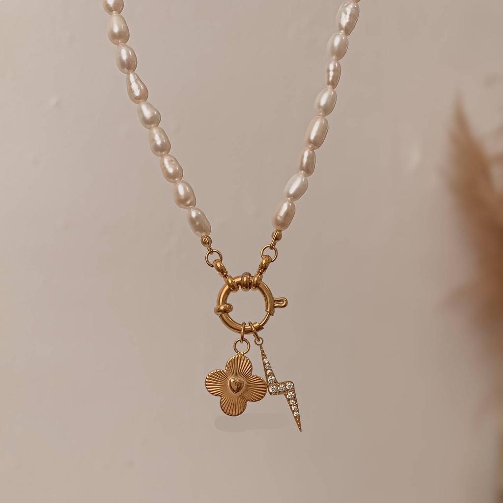 Stainless Steel Diy Basic Live Mouth Chain 12 Birthstone Pendant Necklace Furnace Vacuum Plating 18K Gold Color Retention