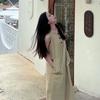 Wasteland style niche chic sleeveless vest dress women's summer loose and thin solid color versatile skirt