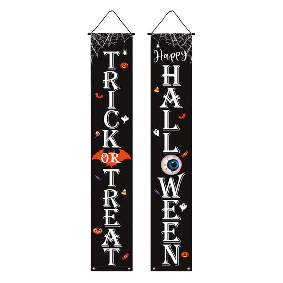 Party Hanging Decoration Halloween Porch Sign Banner, Pumpkin Ghost Awning Wall Supplies Door Decoration, Front Wreath Banner Yard Themed