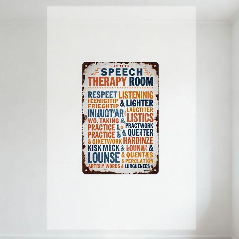 

Vintage Rustic Speech Therapy Room Metal Tin Sign with Colorful Phrases Respect, Listening, Laughter etc. for Clinic Home Offi 20x30cm（7.8x11.8inch）