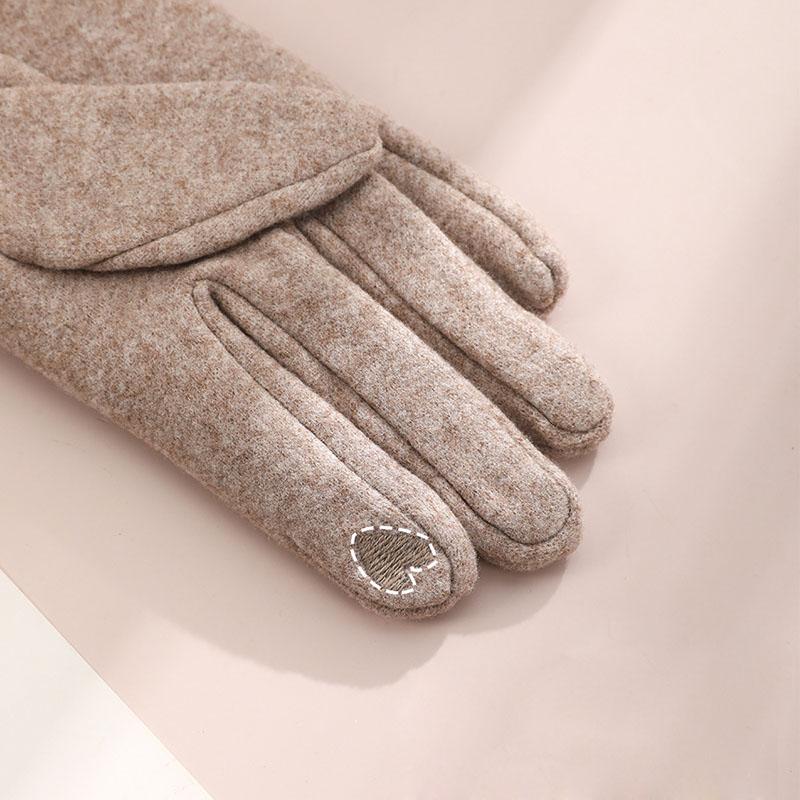 Women Winter Keep Warm Touch Screen Stripe Wrist Hairy Gloves Elegant Simple Windproof Not Bloated Cycling Drive Elasticity