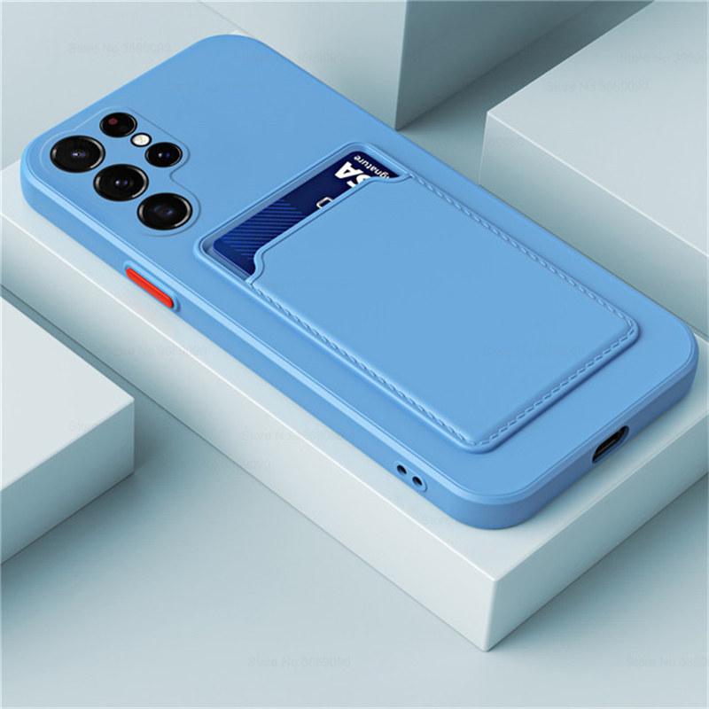 12 Color Card Bag Tekuté pouzdro pro Samsung S20 21 22 Plus Ultra M52 M51 M31s M12 Pouzdro Kontrastní barva