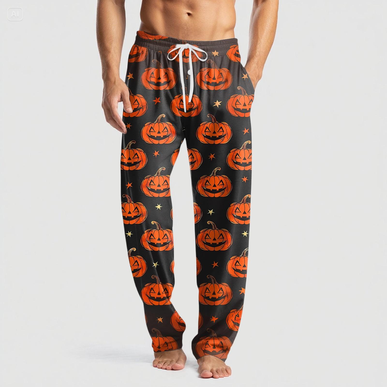 

Мужские вязаные повседневные брюки с карманом и принтом на Хэллоуин, пижамные брюки M