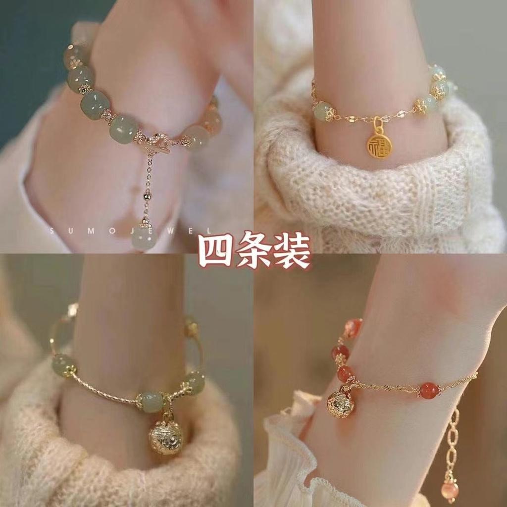 New ins niche design national style gold silk bell pendant bracelet bracelet female