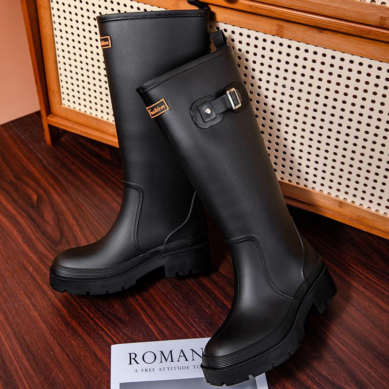 

Женские высококачественные непромокаемые непромокаемые сапоги, женские модные резиновые непромокаемые сапоги длиной до колена, обувь для девочек, непромокаемые сапоги из ПВХ 38 чёрный