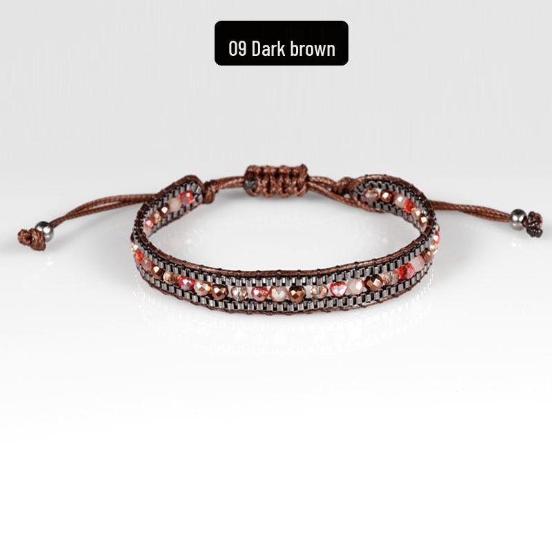 Bohemian Handmade Woven Crystal Beaded Friendship Bracelet for Women