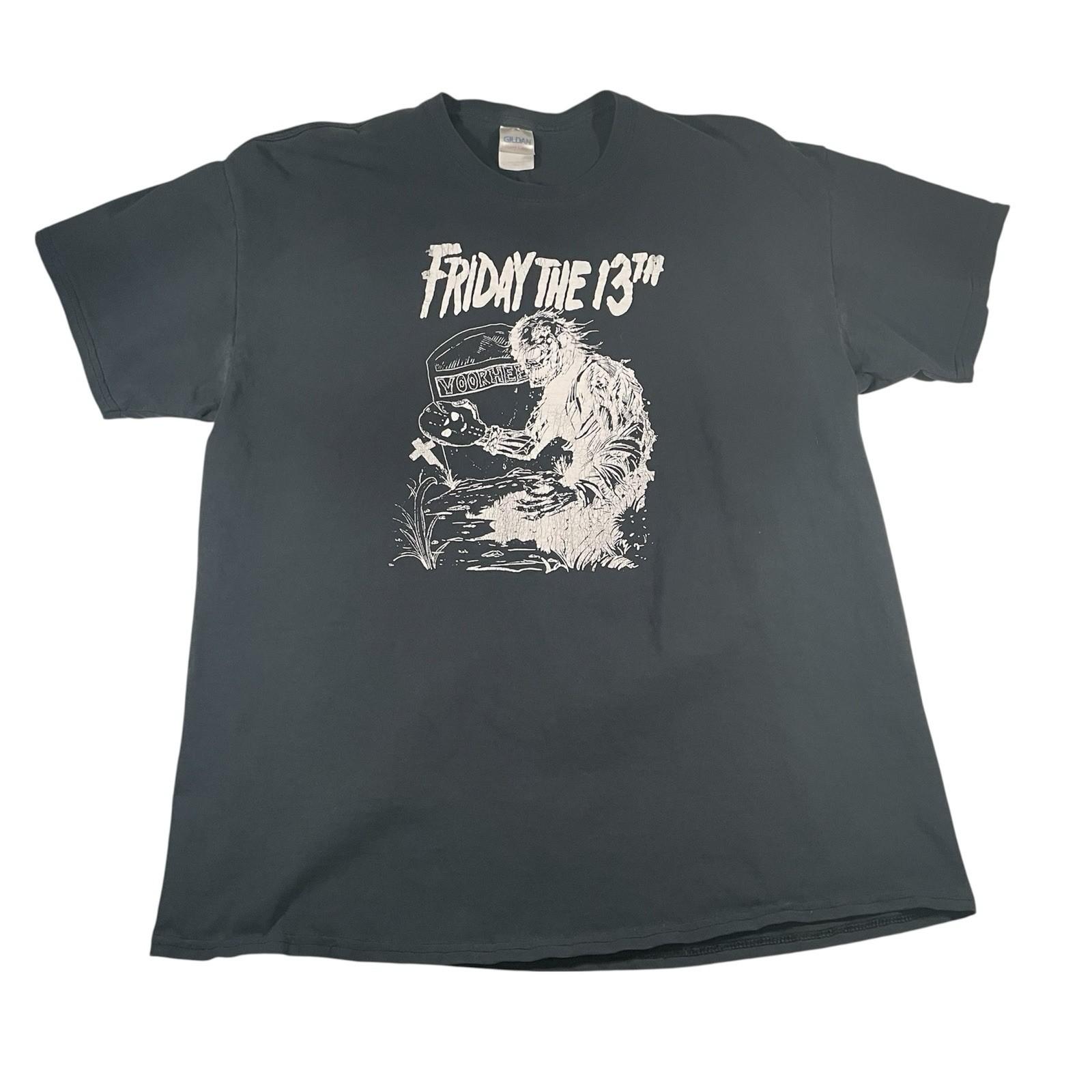 Y2K Friday The 13th T XL Graphic Jason Voorhees Horror Movie Gildan Black Unisex T-Shirt S