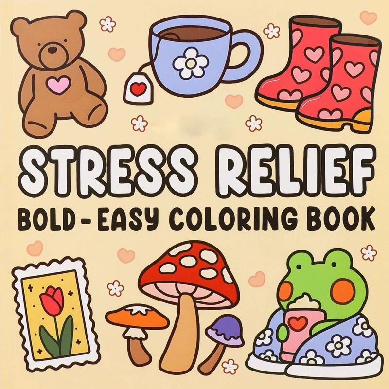 Relaxing Coloring Books Arts Beginners Handicraft DIY Drawing Cozy Friends Book Bold Easy-to-follow Patterns