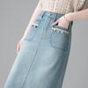 Damen Hellblauer High-Waist Jeans-A-Linien-Rock mit Schlitz - Frühjahr 2026 Mode