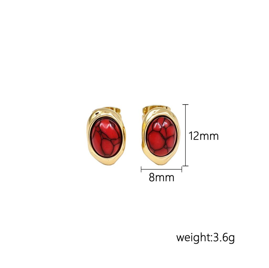 Retro Turquoise Stainless Steel Stud Earrings - Elegant & Unique Design for Women