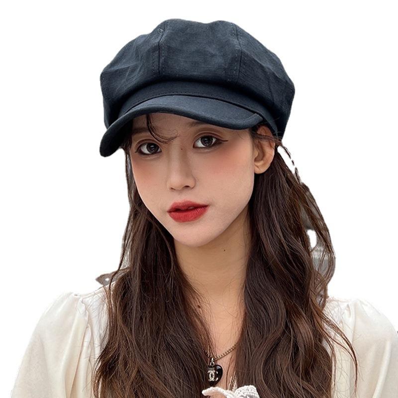 Hat Female Couple Octagonal Hat Spring and Autumn British Retro Painter New Beret Retro Versatile Student