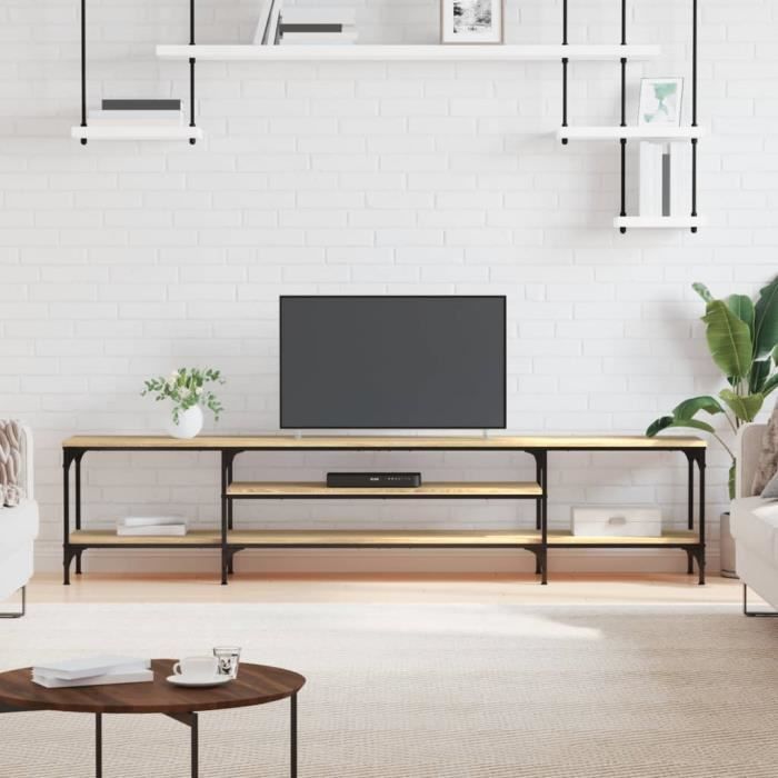 VidaXL TV Cabinet Sonoma Oak 201x35x45 Cm Engineered Wood and Iron 831814