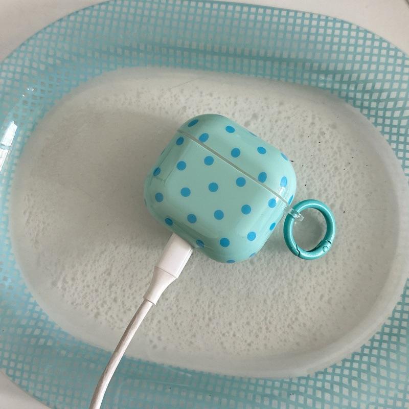 Solid Color Blue and Green Polka Dots for Apple AirPodsPro 1st Generation Protective Case Pro Wireless Bluetooth Headset Case Fresh
