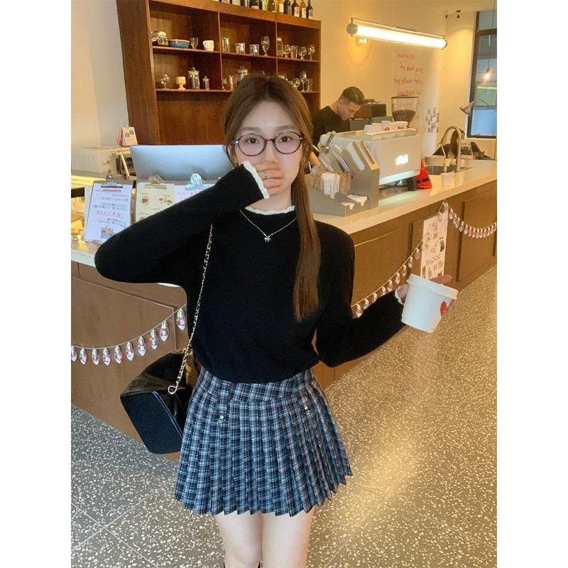 

Абрикосовая милая водолазка с длинными рукавами, трикотажная рубашка-низ для женщин на осень и зиму с облегающим и шикарным верхом One Size