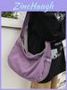Denim Canvas Bag For Women Casual Daily Commuting With Zipper Closure And Phone Pocket