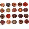 10pcs Rustic Handmade Wooden Buttons, Decorative Hand-Painted DIY Floral, Butterfly & Tree Designs for Crafts