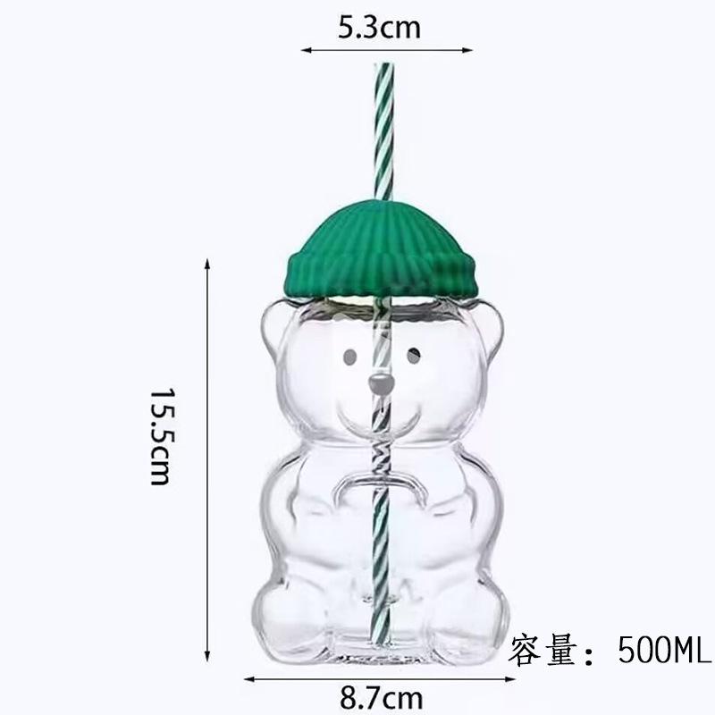 Kubek ze słomką Niedźwiadek Kubek z małym niedźwiadkiem Kubki na zimne napoje kubki do kawy ozdoby do wystroju domu wykwintne prezenty