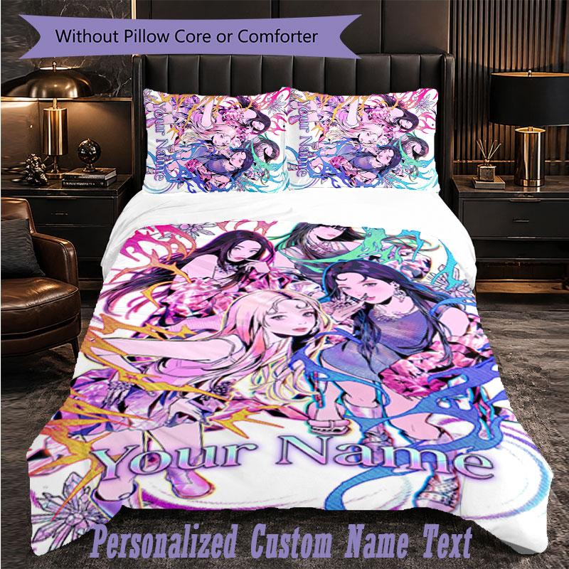 Personalized 3Pcs Bedding Setaespa Custom Text Duvet Cover Pillowcase Set Bedroom Gift