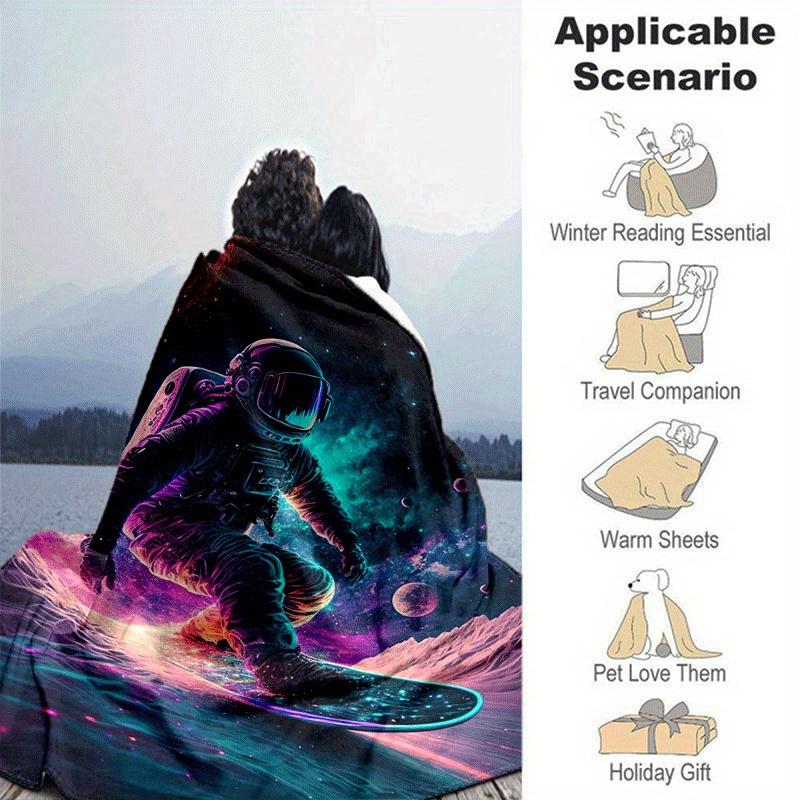 1 Stück Astronauten-Druck Leichte Flanelldecke, Bequeme und Warme Decke, für Camping Sofa Bett und Couch Büro, Geschenk