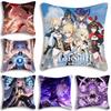 Cartoon Genshin Impact Pillow Covers Sofa Decorative Home Double-Sided Printing Short Plush Cute Cushion Cover