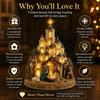 Resin Nativity Church Tower Figurine Warm LED Light Christmas Tabletop Decoration Religious Ornament Gift