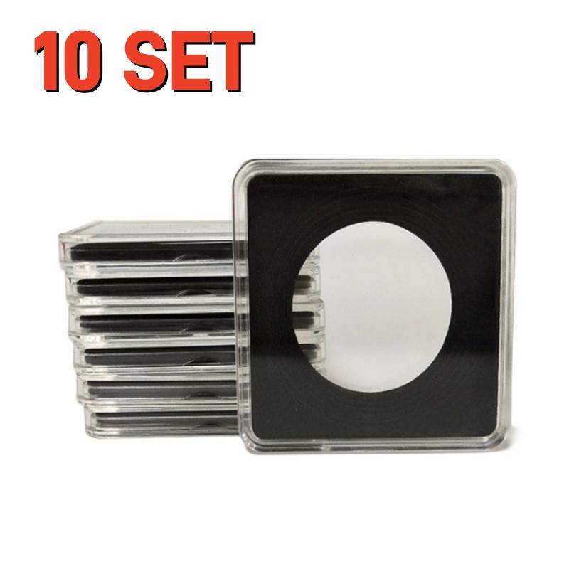

10/20Sets Plastic Square Coin Holder Capsules Container Transparent Gaine Small Round Protection Box Display 20mm-40mm