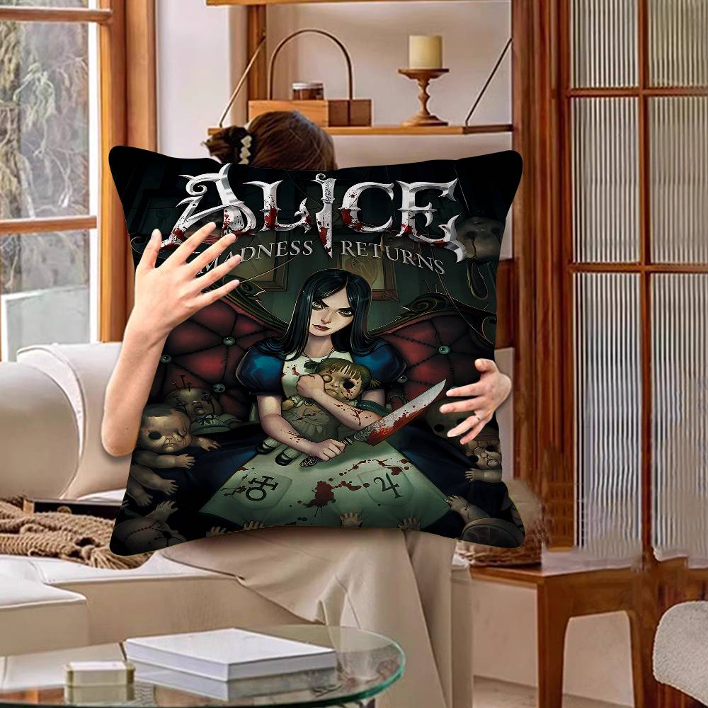 A-Alice M-Madness R-Returns Classic Cushion Cover Car Throw Pillow Case For Sofa Car Christmas Gift 40X40Cm 45X45Cm