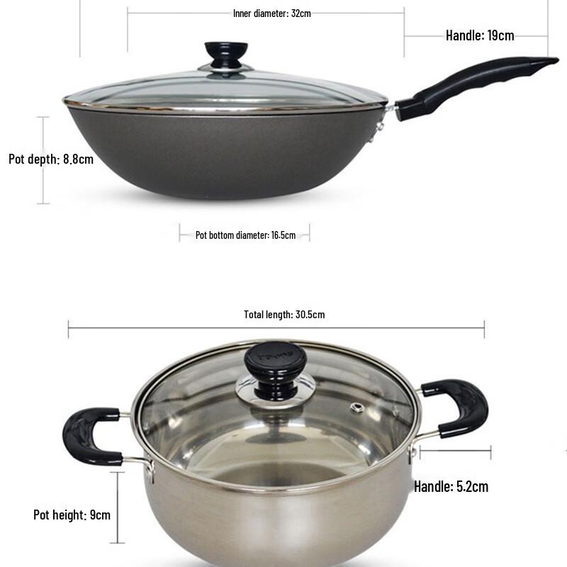 SUPOR Classic Cast Iron Wok & Soup Pot Set