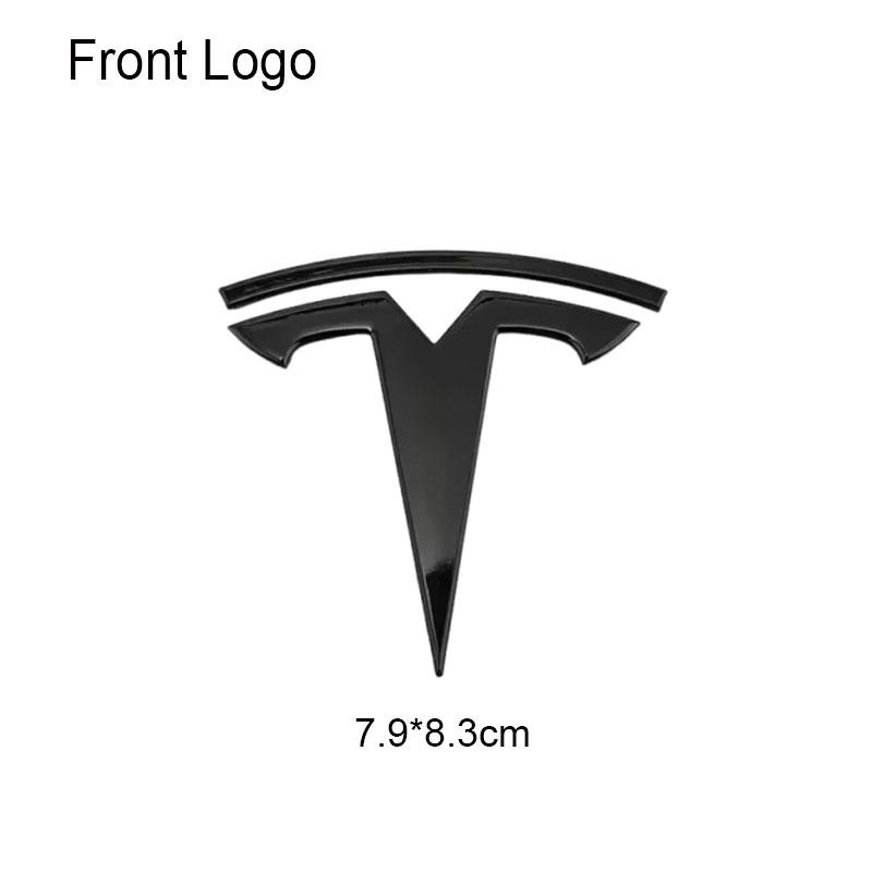 

3D ABS Car Steering Wheel Logo Sticker Front Head Hood Emblem Rear Trunk Badge For Tesla Model Y Replacement Decals Accessories