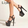 Fashion Liyke Size 35-41 Super High Heels For Women Cozy Black White Patent Leather Peep Toe Party Club Stripper Shoes Platform Pumps