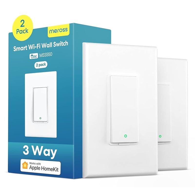 Meross Smart Light Switch Supports Apple Homekit, Siri, Alexa, Google Assistant & SmartThings, 2.4Ghz WiFi Light Switch, Neutral Wire Required,