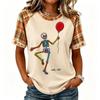 Women's Halloween Short Sleeve T-Shirt Neck Raglan Print Top